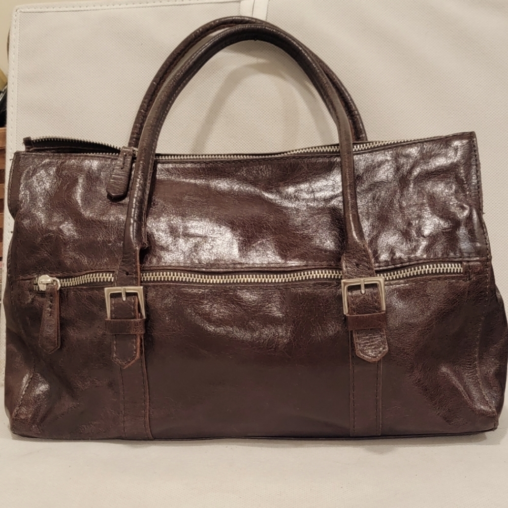 HELEN WELSH BROWN LEATHER SHOULDER HANDBAG